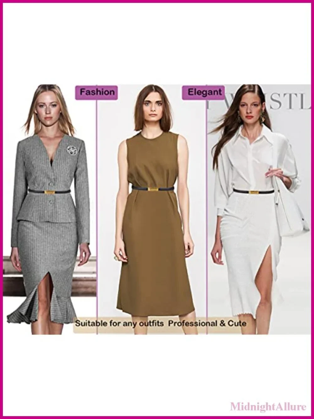 Women's Leather Skinny Belt Adjustable Thin Waist Dress Belt Vintage Gold Buckle